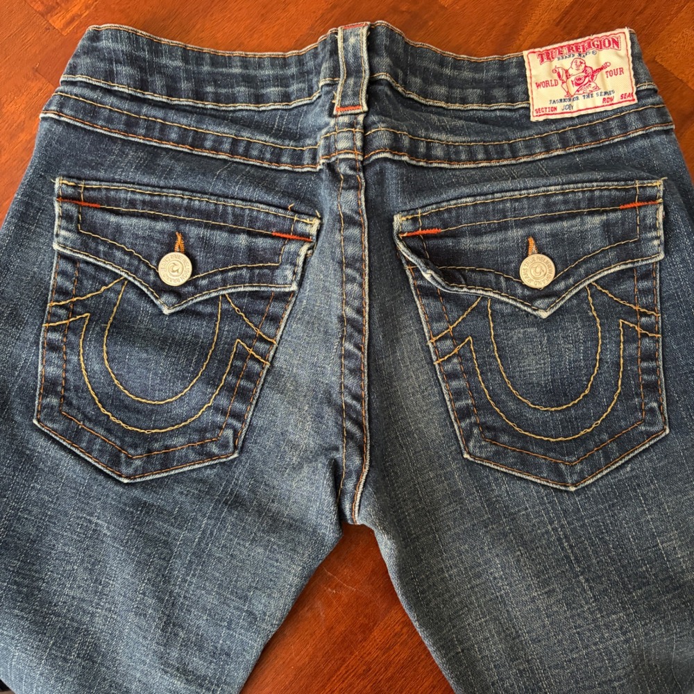 True Religion Joey Flap Pocket Low Rise Flare Stretch Jeans 31